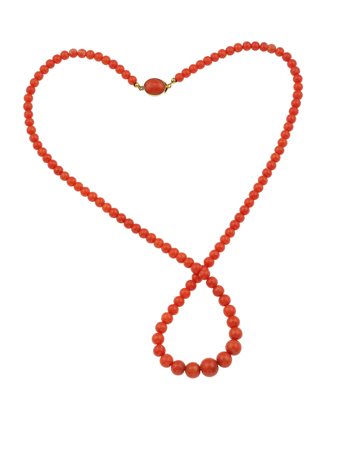 Collana con boules di corallo scalari fermezza in oro giallo 750/1000, gr....