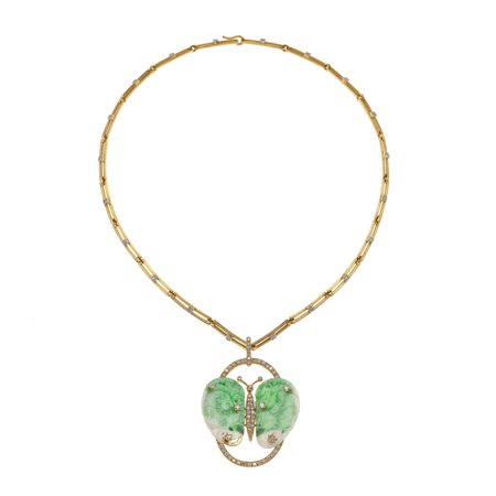 Costantino Repossi. Girocollo 'farfalla' con giadeite e diamanti montatura in...