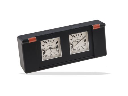 Cartier. Sveglietta doppia da viaggio, meccanismo al quarzo acciaio PVD e...
