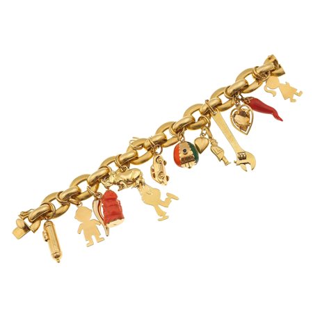 Bracciale a catena con charms montatura e charms in oro giallo 750/1000,...