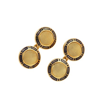 Bulgari. Bottoni da polso con smalto blu oro giallo 750/1000, gr 21,5...