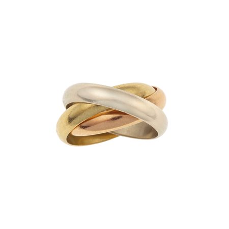 Cartier. Anello 'Trinity' montatura in oro tre colori 750/1000. Numerato...