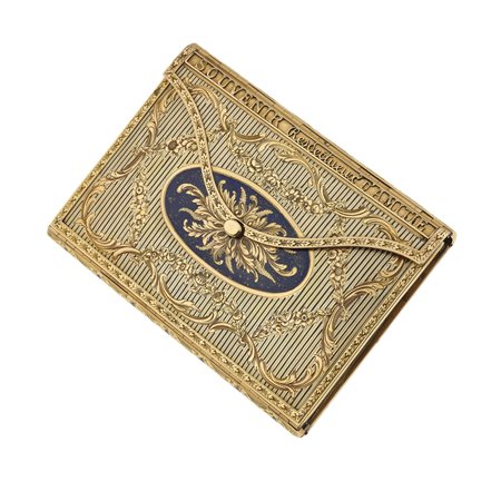 Porta biglietti con smalto e stemmi incisi oro giallo 750/1000. Tasche in...