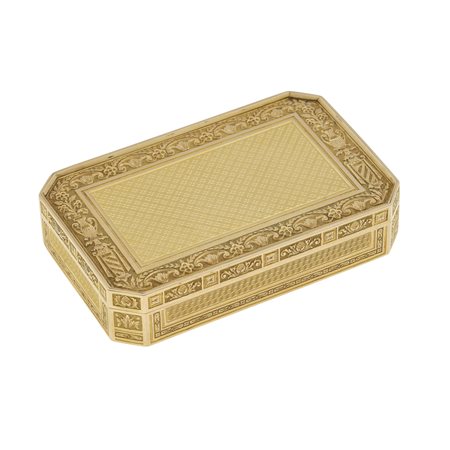Scatola cesellata ed incisa oro giallo 750/1000. Punzone del fabbricante C I...