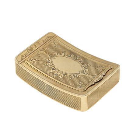 Tabacchiera incisa oro giallo 14Kt. Priva di punzoni, gr. 40,0 cm 6,5 x 4,2 x...