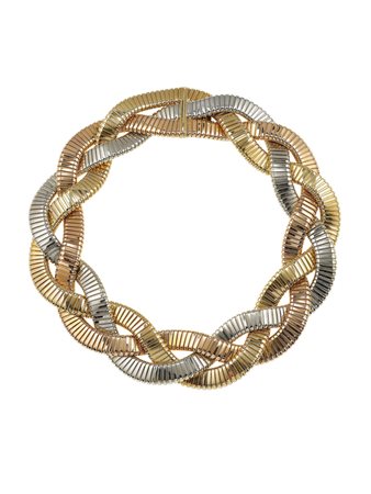 Weingrill. Girocollo tubogas montatura in oro tre colori 750/1000, gr. 209,5...