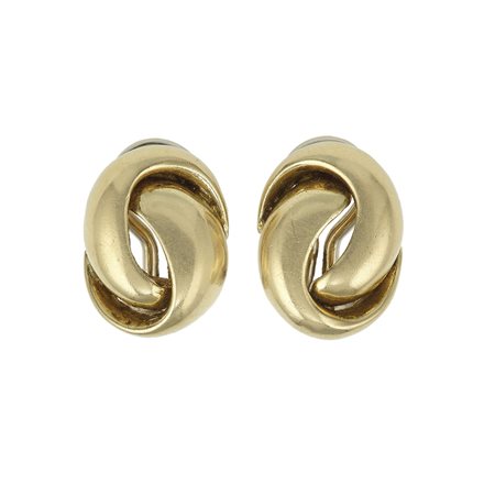 Weingrill. Orecchini a maglia intrecciata montatura in oro giallo 750/1000,...