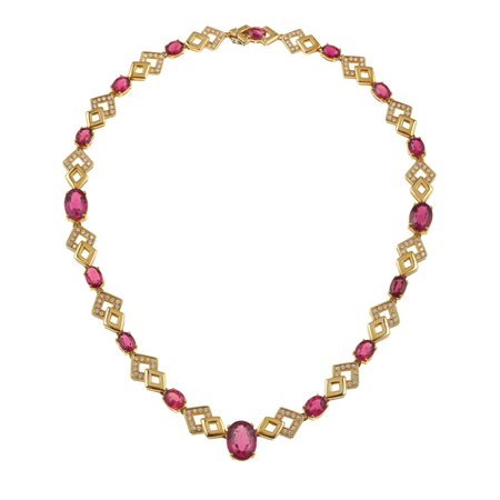 Martignetti. Girocollo con tormaline e diamanti montatura in oro giallo...