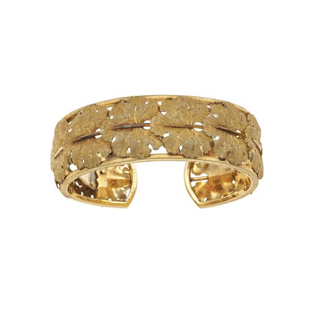 Buccellati. Bracciale rigido 'foglie' montatura in oro giallo 750/1000, gr....