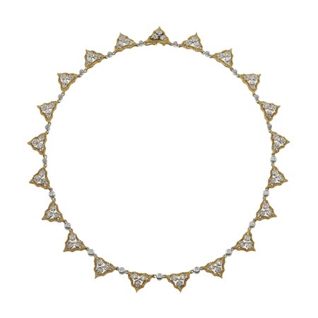 Girocollo con diamanti montatura in oro giallo ed oro bianco 750/1000, gr....