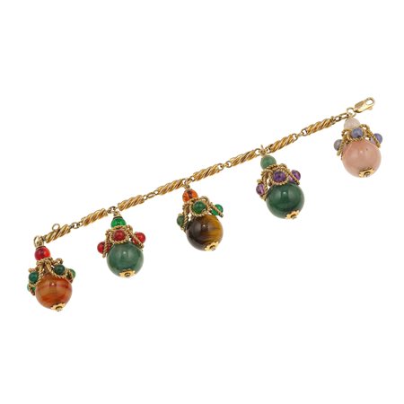 Bracciale con charms in pietra dura montatura in oro giallo 750/1000, gross...