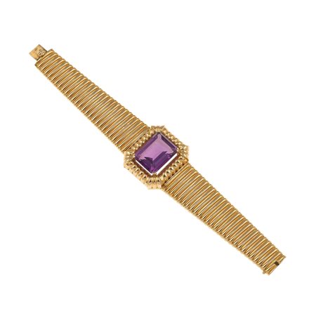 Bracciale con ametista oro giallo 750/1000, gr. 84,6 cm 19,0 x 3,5 (maximum...