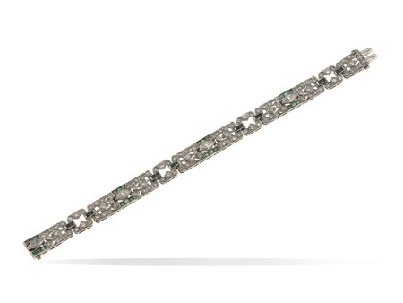 Bracciale con diamanti e smeraldi montatura in platino, gr 29...