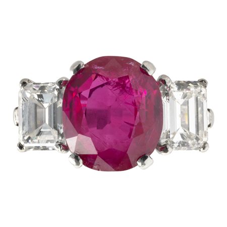 Anello con rubino Burma di ct 5.16, nessuna indicazione di riscaldamento, e...