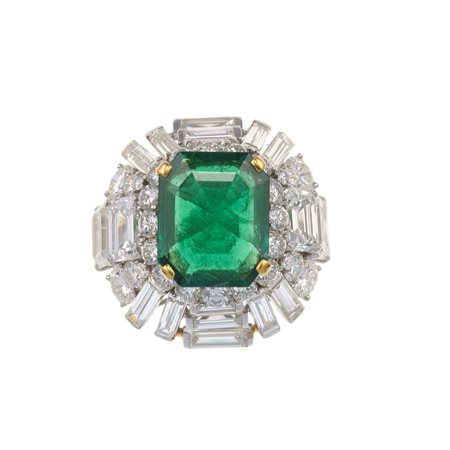 Van Cleef & Arpels. Anello con smeraldo Colombia di ct 5.20 circa, diamanti...