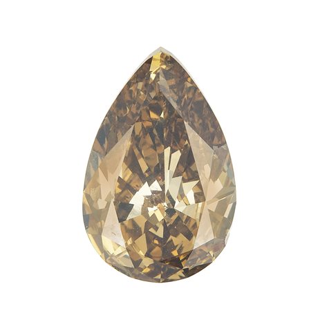 Diamante fancy yellowish brown, taglio goccia, di ct 8.04, caratteristiche...