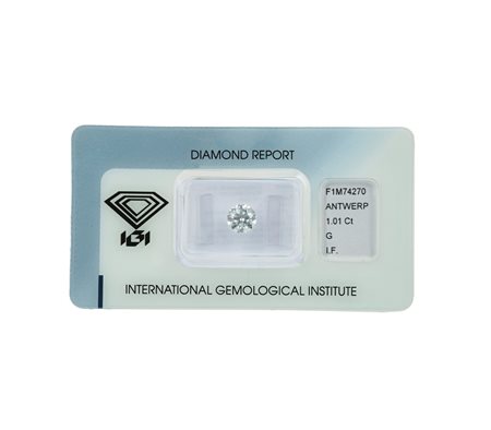 Coppia di diamanti taglio rotondo a brillante di ct 1.01, colore G,...