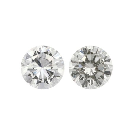 Coppia di diamanti taglio brillante di ct 2.16 e 2.13, colore N e J,...