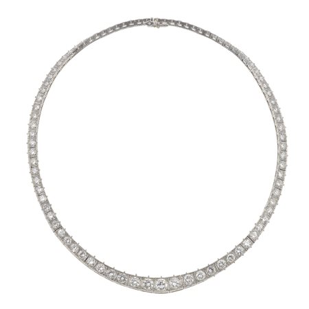 Rivière con diamanti taglio brillante per ct 18.00 circa montatura in platino...