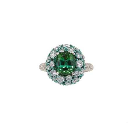 Brarda. 'Globo' anello con tormalina di ct 2.90 e diamanti per ct 3.36...