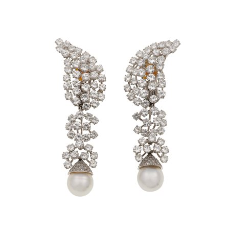 Orecchini pendenti con diamanti taglio brillante per totale ct 16.00 circa e...