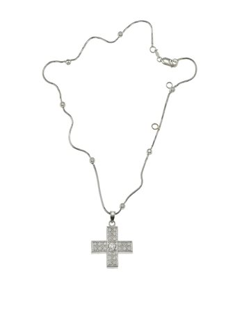 Pendente 'croce' con pavé di diamanti montature in oro bianco 750/1000, total...