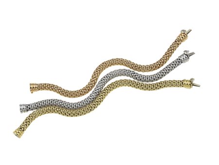 Fope. Tre bracciali montature in oro rosa, oro bianco ed oro giallo 750/1000,...