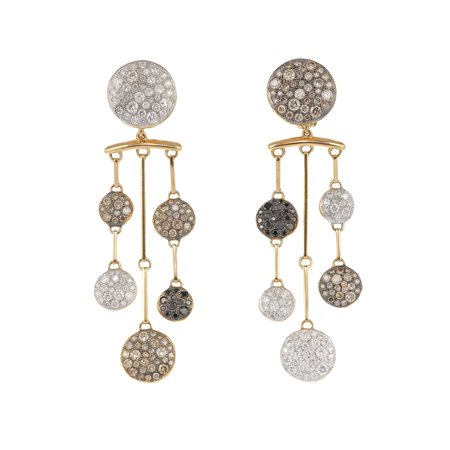 Pomellato. Orecchini 'Sabbia' con diamanti bianchi, neri e brown montature in...