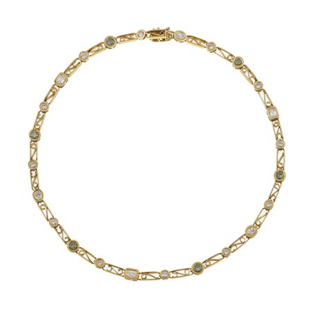 Girocollo con diamanti bianchi e diamanti verdi irradiati montatura in oro...
