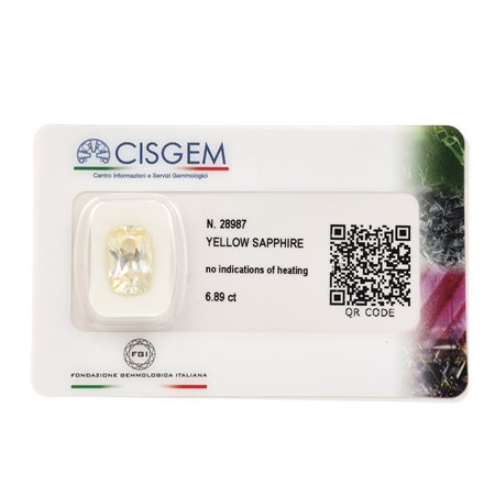 Zaffiro giallo di ct 6.89 Gemmological Report CISGEM n. 28987,...
