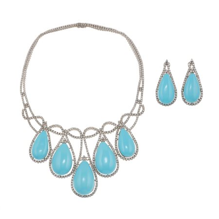 Demi-parure composta da girocollo ed orecchini con diamanti per totale ct...