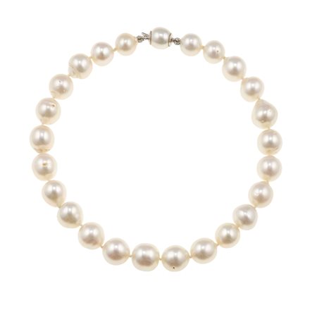 Girocollo con perle coltivate fermezza in oro bianco 750/1000,...