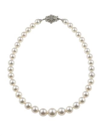 Collana di perle coltivate fermezza in oro bianco 750/1000 con diamanti, gr....