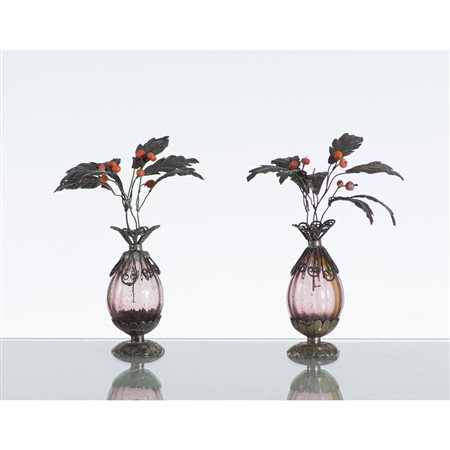 MANIFATTURA TRAPANESE DEL XIX SECOLO, Coppia di piccoli vasi