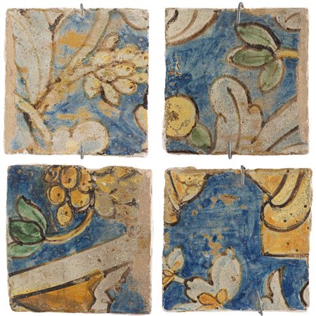 MANIFATTURA CALATINA DEL XVII SECOLO, Quattro piastrelle