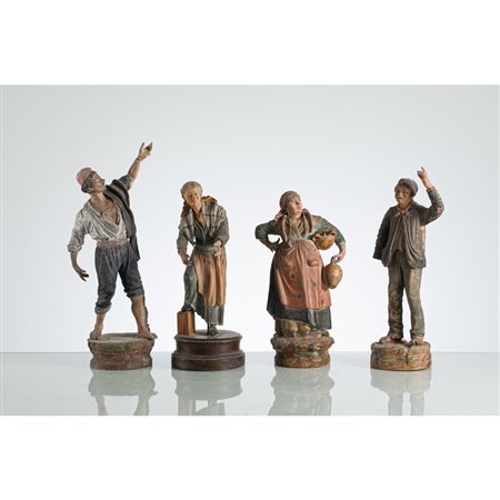 MANIFATTURA CALATINA DEL XIX SECOLO, Quattro pastori