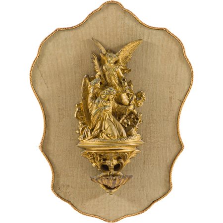 LEONARD MOREL - LADEUIL, Acquasantiera bronzo dorato mercurio