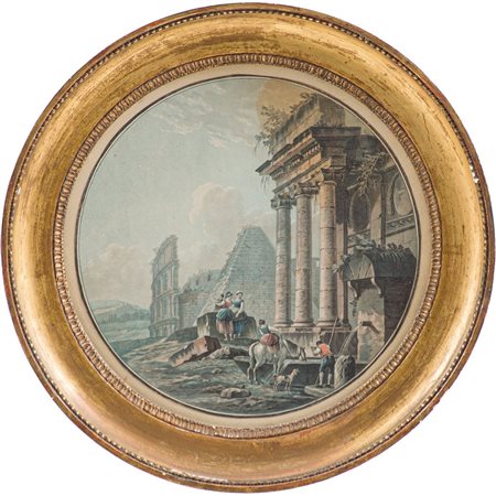 SCUOLA ROMANA DEL XVIII SECOLO, Due tecniche miste su carta