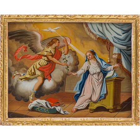 MANIFATTURA SICILIANA DEL XVIII SECOLO, Olio su vetro