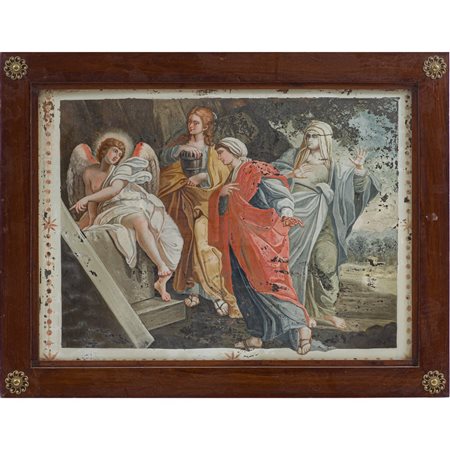 MANIFATTURA SICILIANA FINE DEL XVIII SECOLO, Olio su vetro