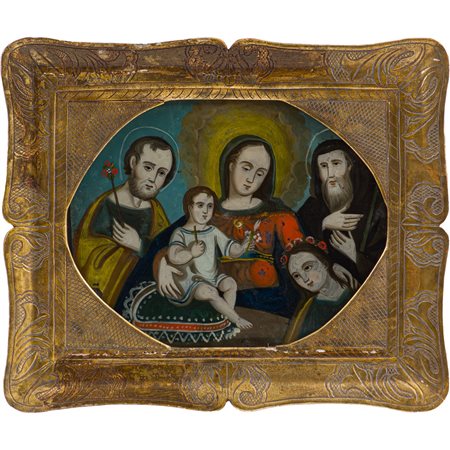 MANIFATTURA SICILIANA DEL XIX SECOLO, Olio su vetro