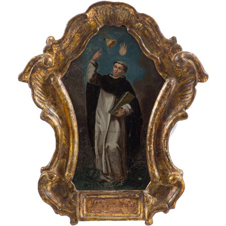 MANIFATTURA SICILIANA DEL XVIII SECOLO, Olio su vetro