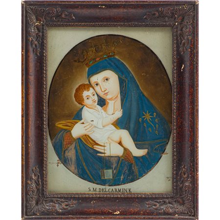 MANIFATTURA SICILIANA DEL XIX SECOLO, Olio su vetro