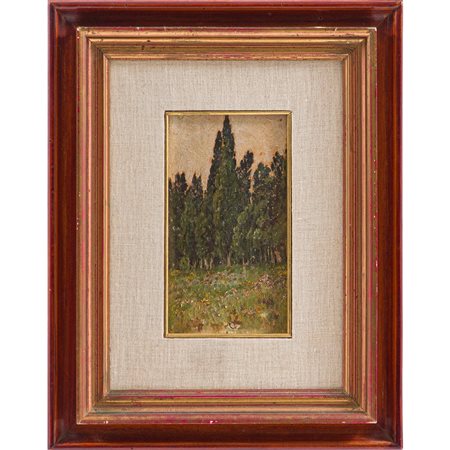 GENNARO PARDO, Paesaggio boschivo, Olio su tavola