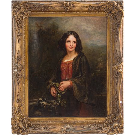 LOUISE ELISA VARENNE, Ragazza e caprone, Olio su tavola