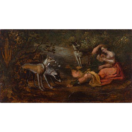 SCUOLA FIAMMINGA DEL XVII SECOLO, Olio su tavola di quercia