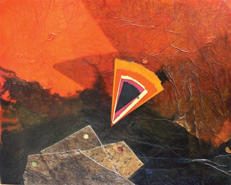 Crippa Roberto Angolo, 1969 collage e sughero su tavola, cm. 73x92 firmato e...