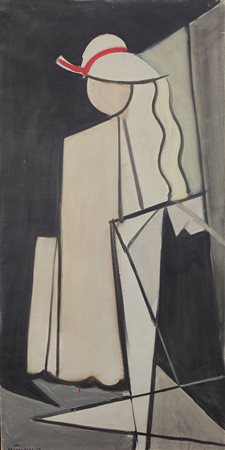 Pantaleoni Ideo Senza titolo, 1947 olio su tela, cm. 100x50 firmato e datato...