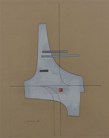 Veronesi Luigi Composizione, 1966 tecnica mista su cartoncino, cm. 54x46...
