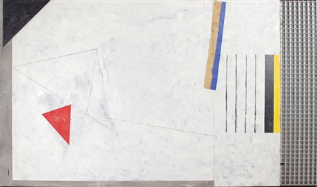 Pardi Gianfranco Senza titolo olio su tela e griglia metallica, cm. 100x170...